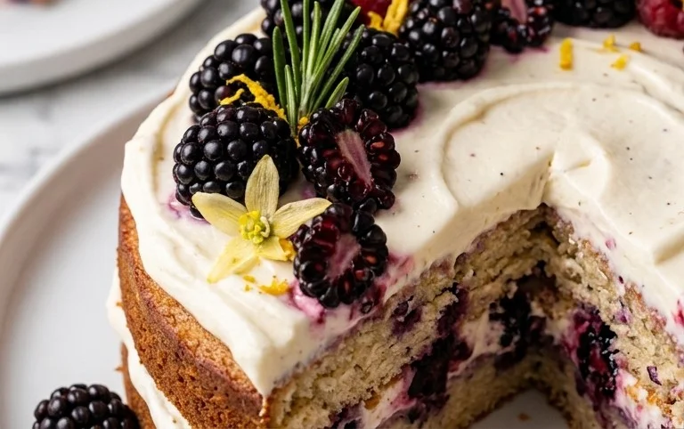 Blackberry Cake with Greek Yogurt and Vanilla