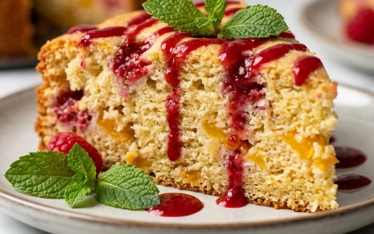 Raspberry Peach Cake