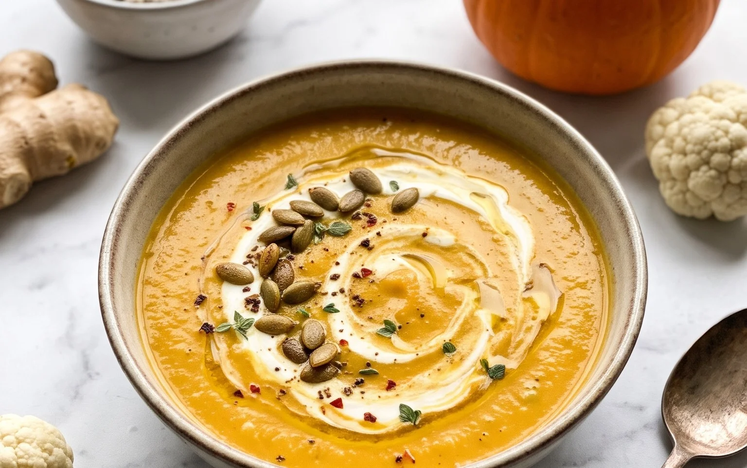 Kürbis-Blumenkohl-Suppe mit Ingwer: Cremig & Wärmend